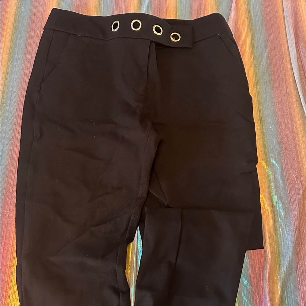 Anne Klein Black Pants with Grommet Detail